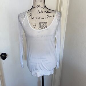 Lole White Long Sleeve Athletic Open Back Top